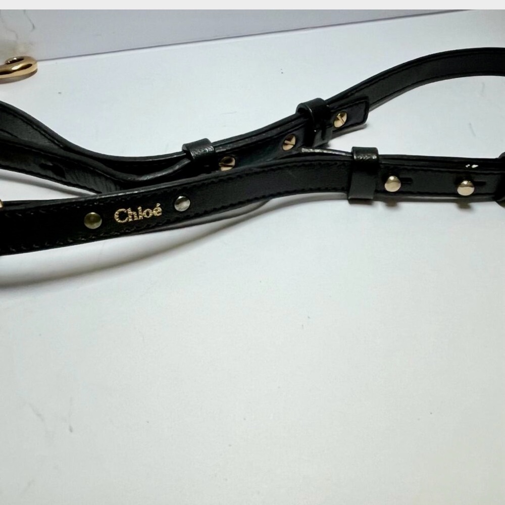 Chloe Ethel Black and Gold Lambskin Satchel - Picture 6 of 11
